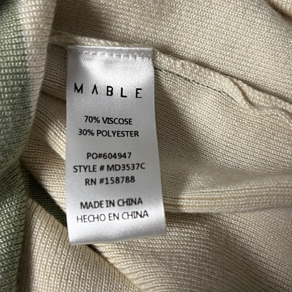 Mable Green Cream Knit Cutout Midi Dress Size Large - Picture 8 of 9